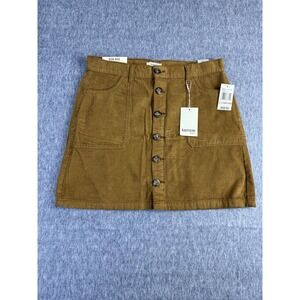 Kensie Jeans Brown Soft Corduroy Button Front Mini Skirt Women's Size 10/ 30 NWT